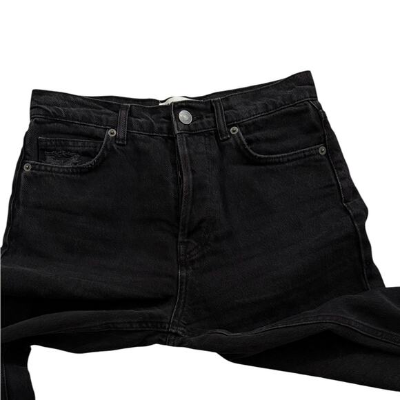 REFORMATION Cynthia High Rise Straight Jeans Black Lagoon Destroyed Size 25 - Picture 10 of 13